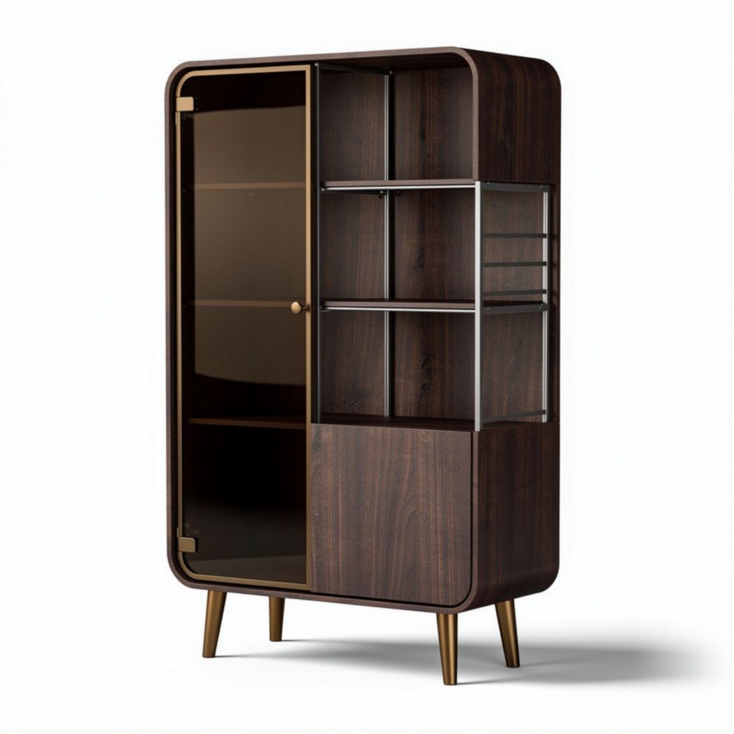 Mobiletto in legno scuro con porte in vetro dimensioni 80 x 40 x 140cm