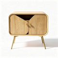 Mobiletto in legno chiaro con ante a ribalta e gambe in metallo 50 x 35 x 40cm