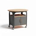 Tavolo da cucina rotondo con ruote in legno e metallo grigio 70 x 60 x 80cm