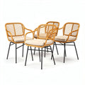 Sedia in rattan con cuscini color crema dimensioni 60 x 60 x 80cm per esterno
