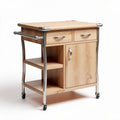 Carrello di legno con struttura in metallo e ruote 90 x 60 x 85cm