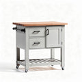 Carrello da cucina mobile con piano in legno e armadietto grigio 75 x 50 x 85cm