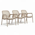 Sedie impilabili in plastica beige con schienale traspirante dimensioni 60 x 60 x 80cm set da tre